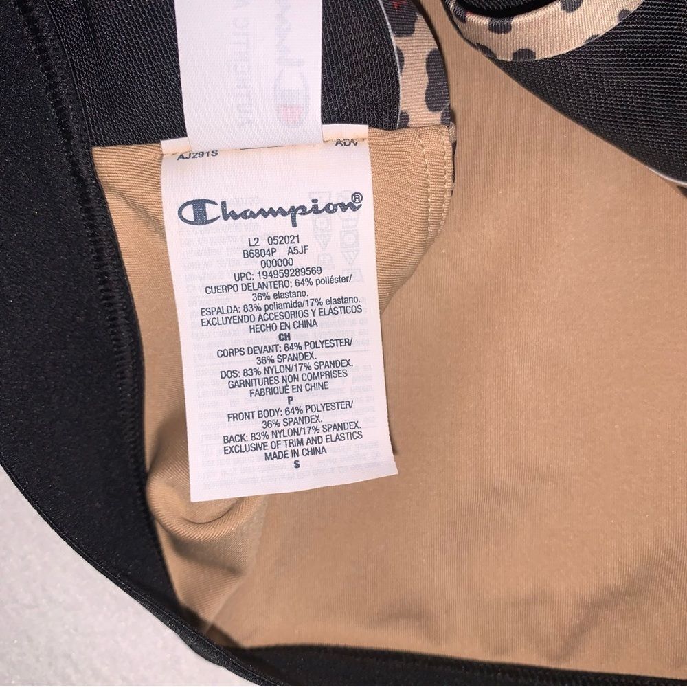 Champion NWT Leopard Print Absolute Medium Impact Sports Bra Tan Black Size S - Picture 6 of 7